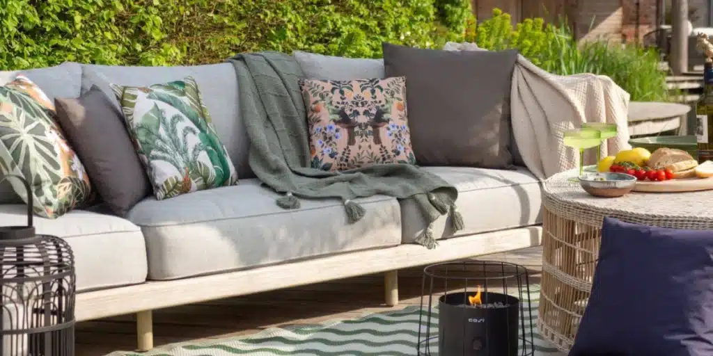cushions placed on an outdoor sofa