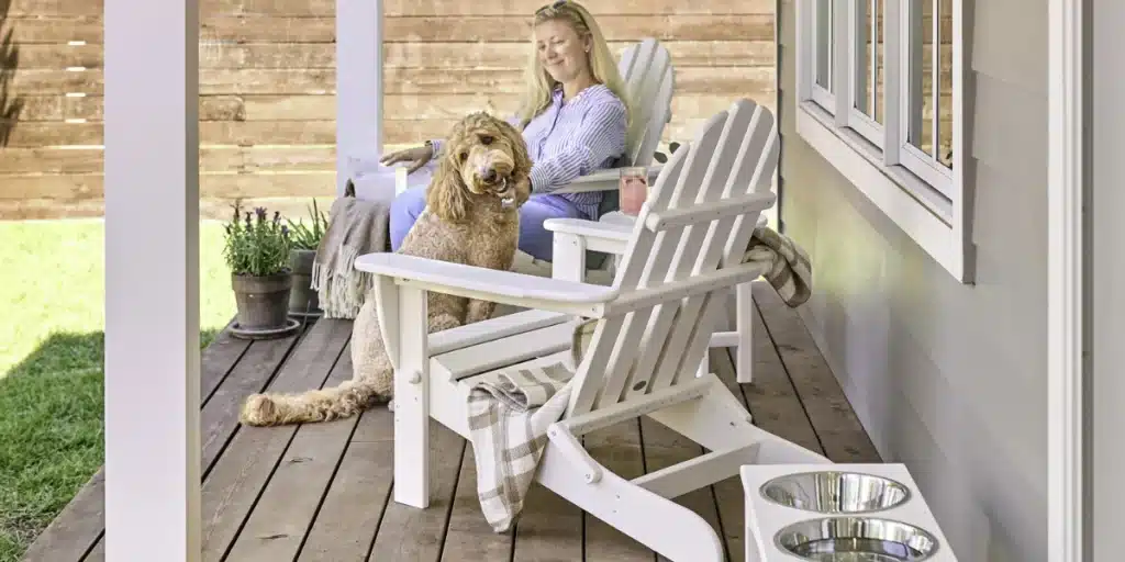pet with outdoor furniture