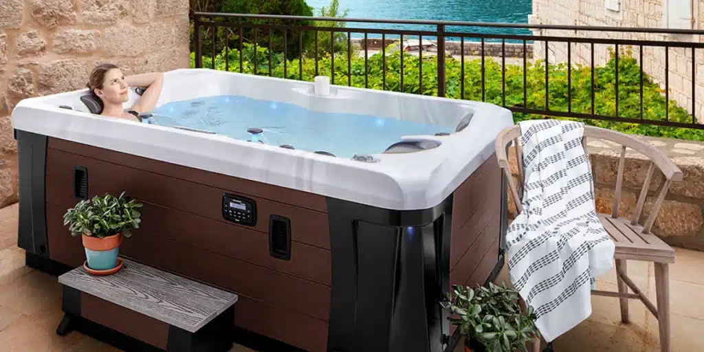 woman relaxing in a hot tub